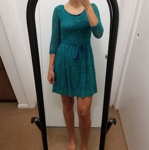 Kensie: Teal Felted Lace Dress